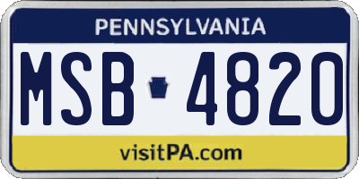 PA license plate MSB4820