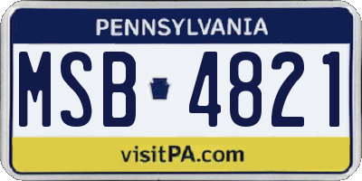 PA license plate MSB4821