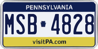 PA license plate MSB4828