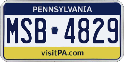 PA license plate MSB4829