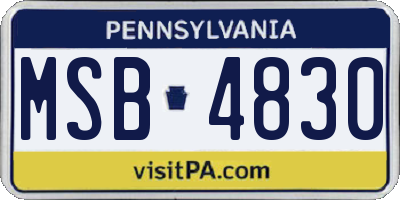 PA license plate MSB4830