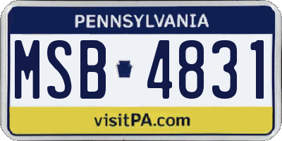 PA license plate MSB4831