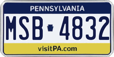 PA license plate MSB4832