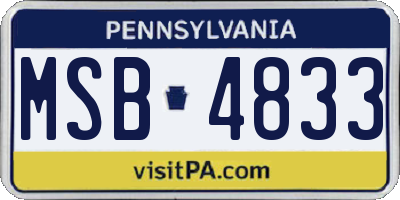 PA license plate MSB4833