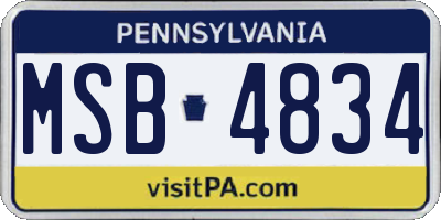 PA license plate MSB4834