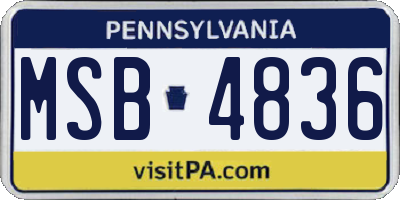 PA license plate MSB4836