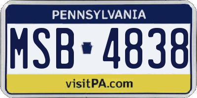 PA license plate MSB4838