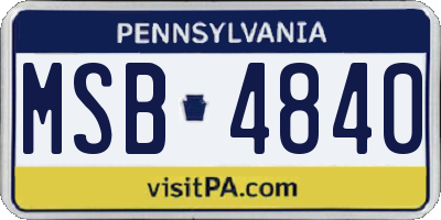 PA license plate MSB4840
