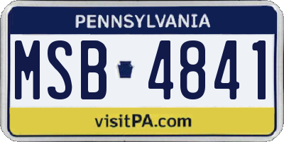 PA license plate MSB4841