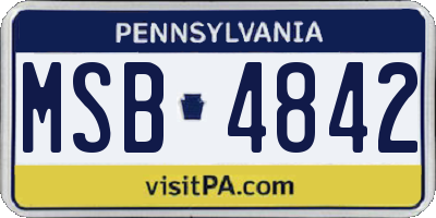 PA license plate MSB4842