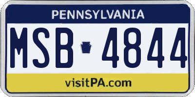 PA license plate MSB4844