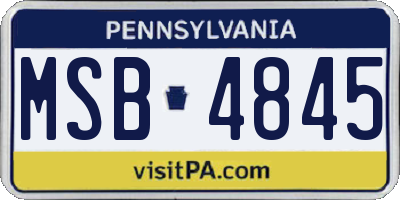 PA license plate MSB4845