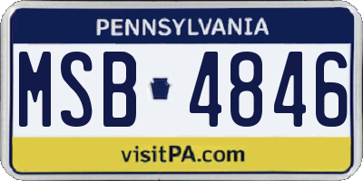 PA license plate MSB4846