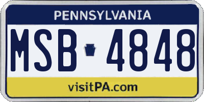 PA license plate MSB4848