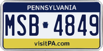 PA license plate MSB4849