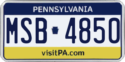 PA license plate MSB4850