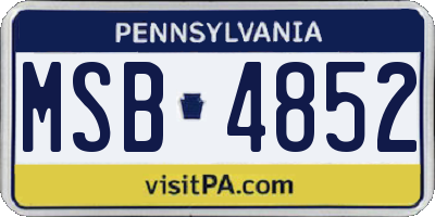 PA license plate MSB4852