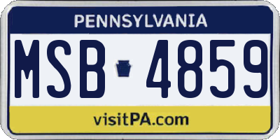 PA license plate MSB4859