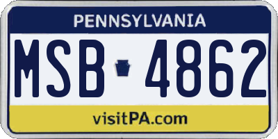 PA license plate MSB4862