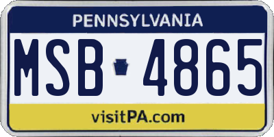 PA license plate MSB4865