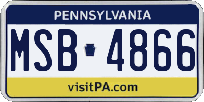 PA license plate MSB4866