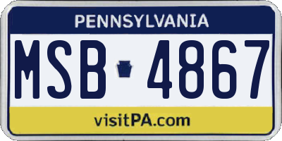 PA license plate MSB4867
