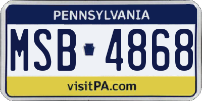 PA license plate MSB4868