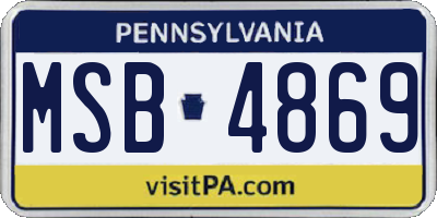 PA license plate MSB4869