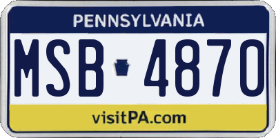 PA license plate MSB4870