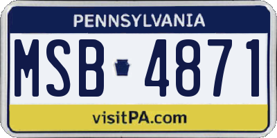 PA license plate MSB4871
