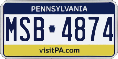 PA license plate MSB4874