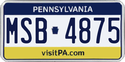 PA license plate MSB4875