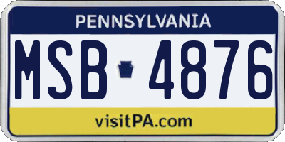 PA license plate MSB4876