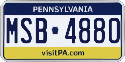 PA license plate MSB4880
