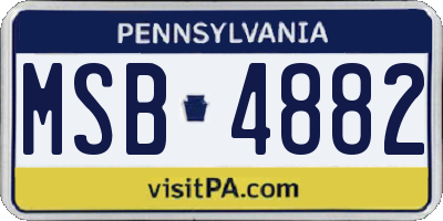PA license plate MSB4882