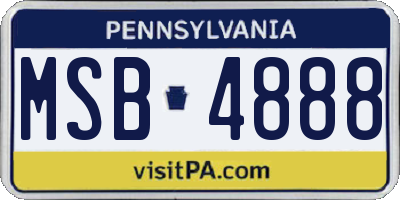 PA license plate MSB4888