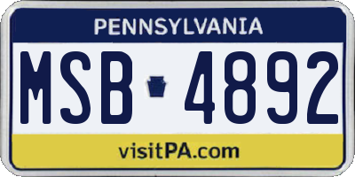 PA license plate MSB4892