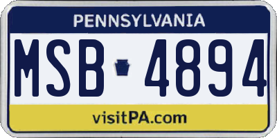PA license plate MSB4894