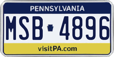 PA license plate MSB4896