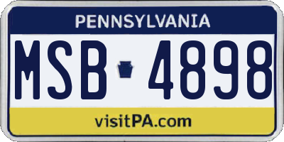PA license plate MSB4898