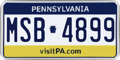 PA license plate MSB4899