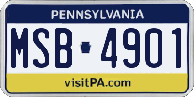 PA license plate MSB4901