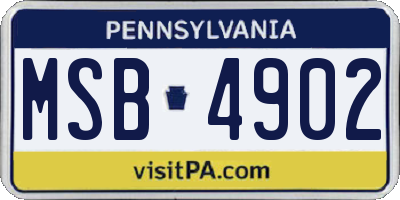 PA license plate MSB4902