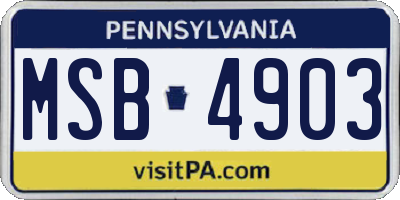 PA license plate MSB4903