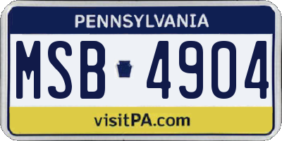 PA license plate MSB4904