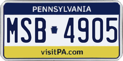 PA license plate MSB4905