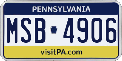 PA license plate MSB4906