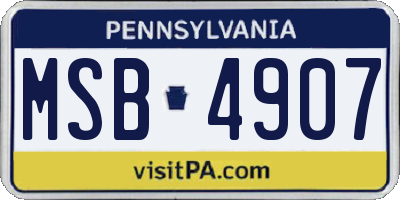 PA license plate MSB4907