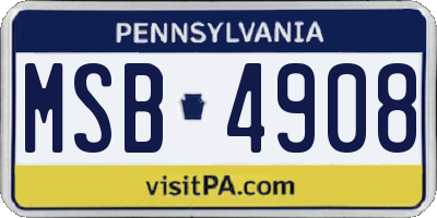 PA license plate MSB4908