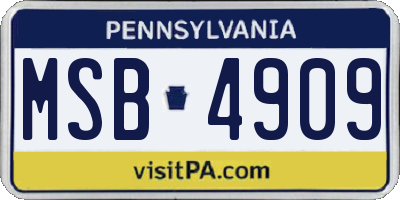 PA license plate MSB4909